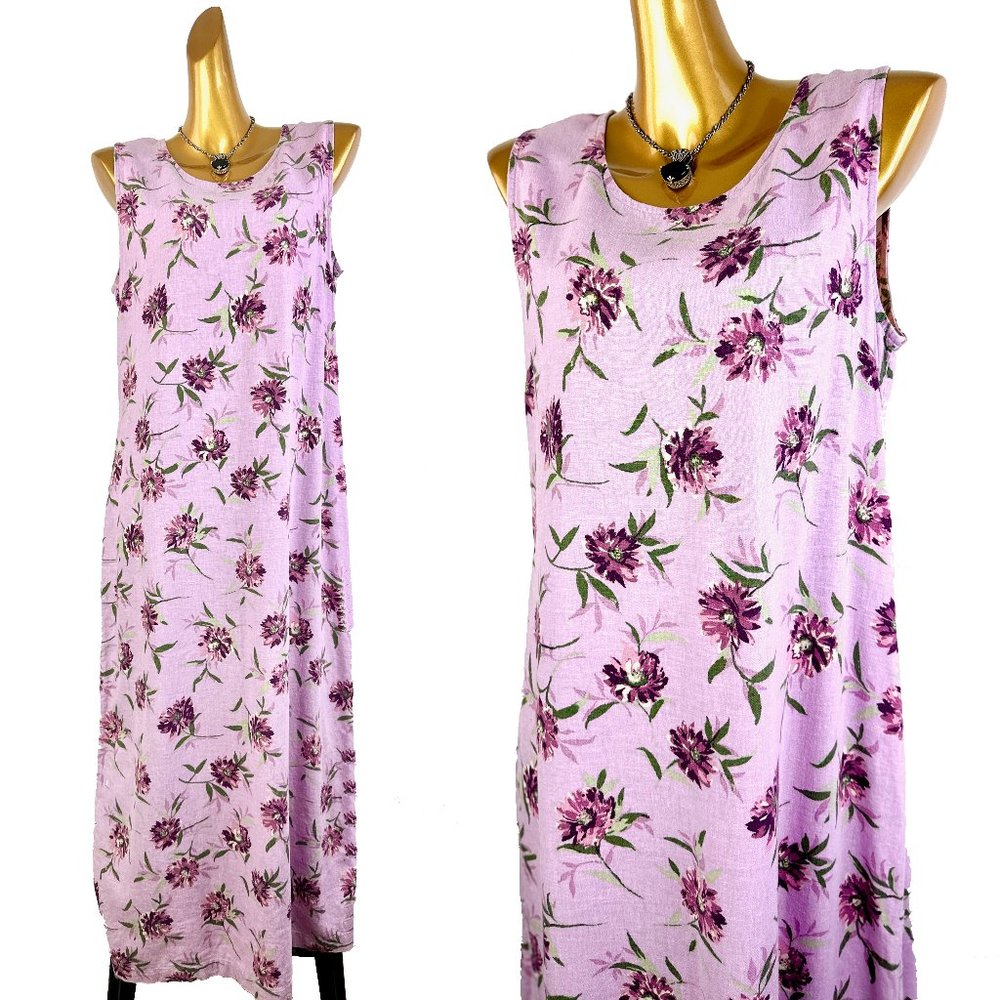 Vintage Purple Floral Midi Dress